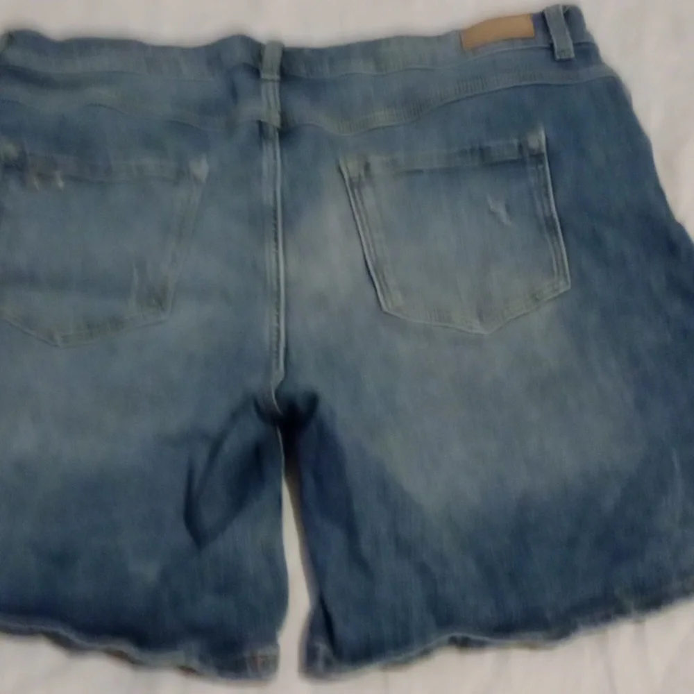 Yessica The Short Distressed Embellished Denim Bermuda Shorts Size 36